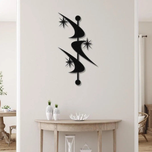 mid century modern geometri metal sign