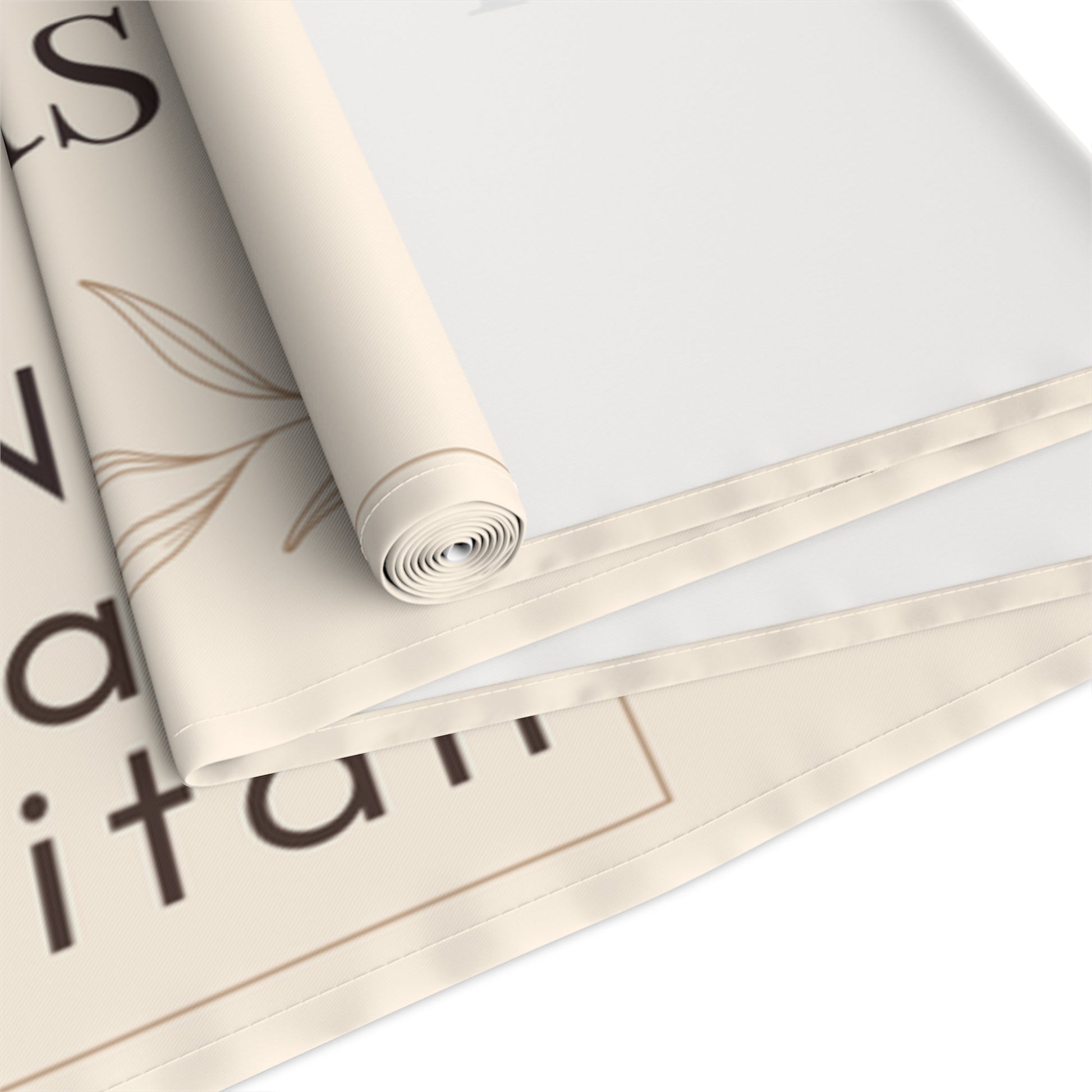 Durable, machine-washable polyester table runner in a sleek, modern design.