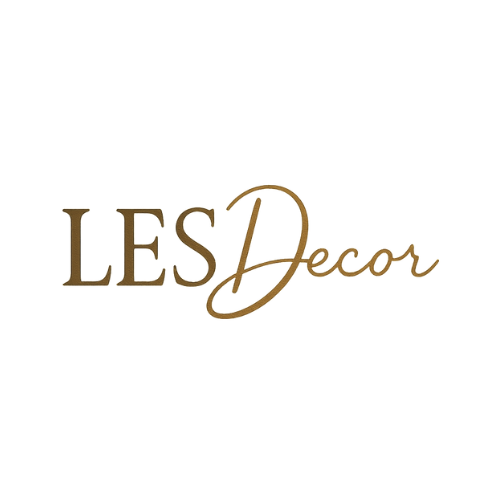 Gold 'LES Decor' logo on a white background