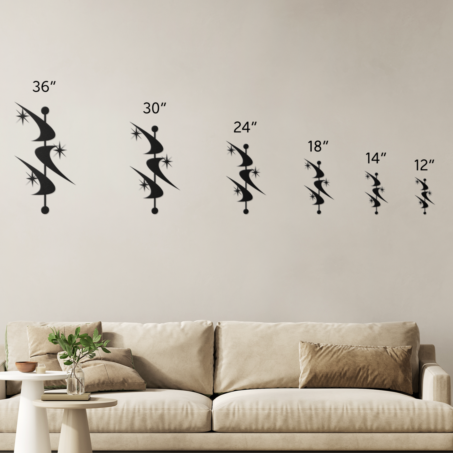 Mid-Century Modern Abstract Metal Wall Art - Atomic Geometry