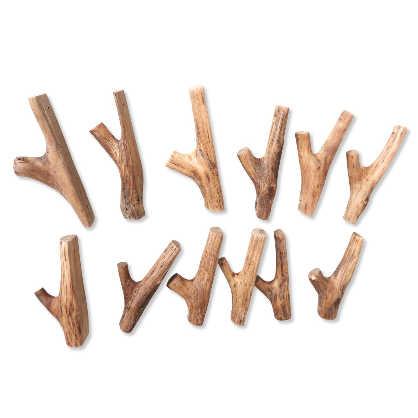 Eco-friendly natural wood branch hooks for rustic home decor