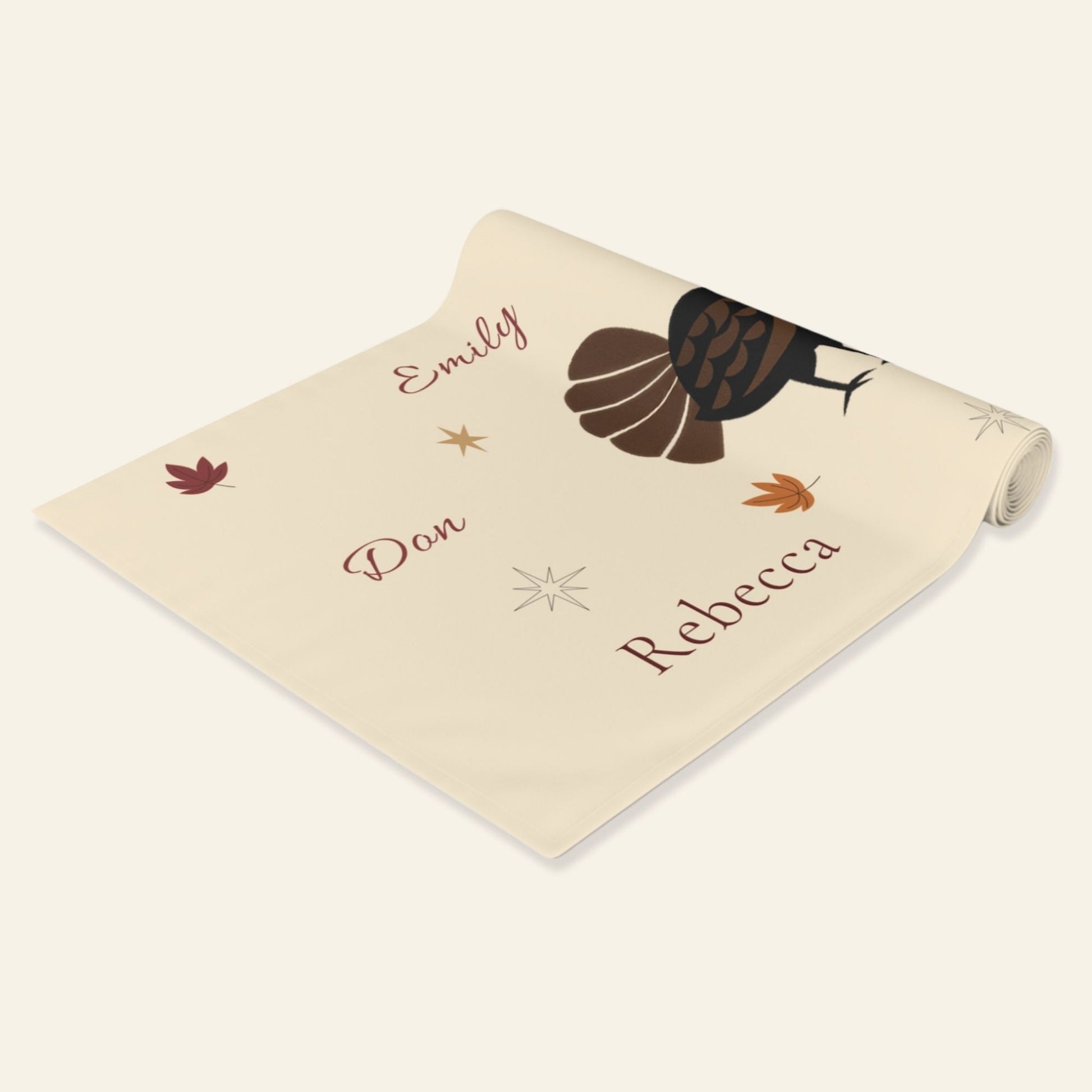 Personalized Thanksgiving gift — fall table runner with custom names