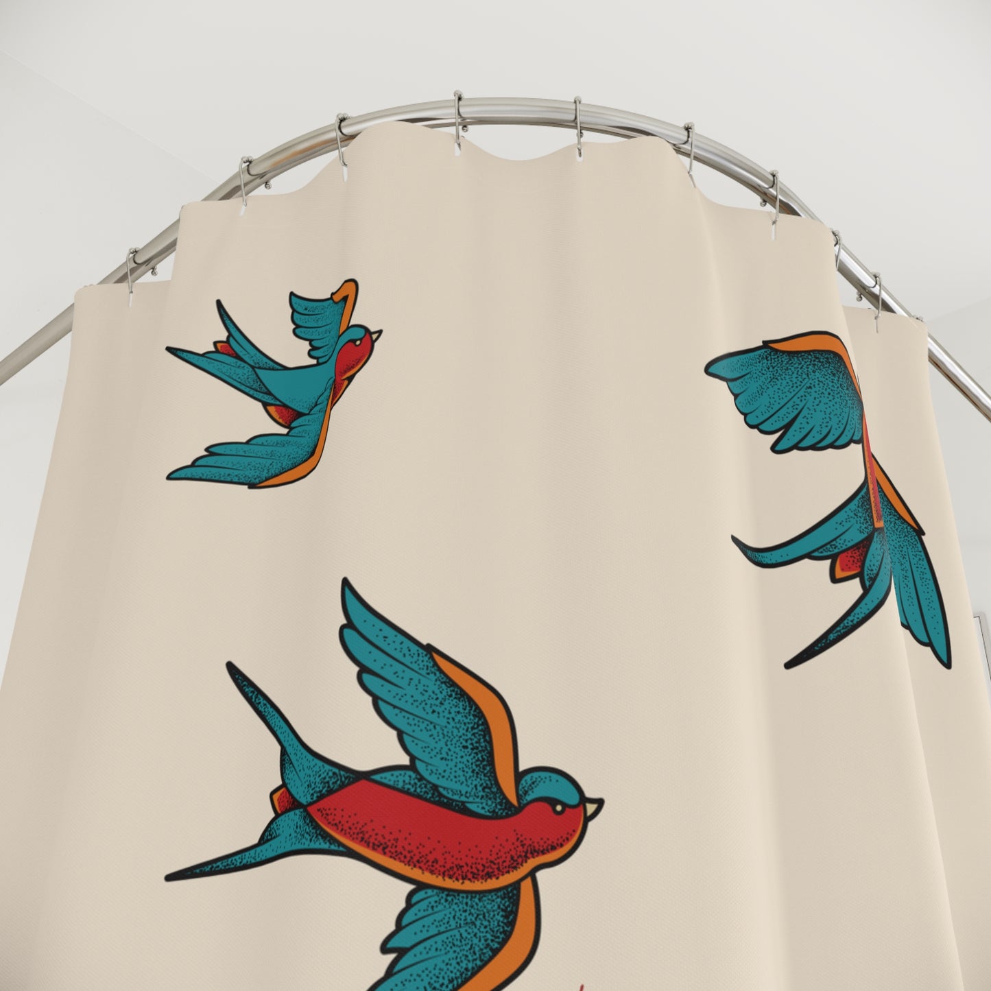 Swallow Birds Shower Curtain | Elegant Retro Nature Design
