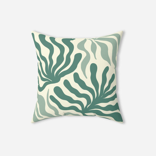 Chic Sage Abstract Leaves Throw Pillow