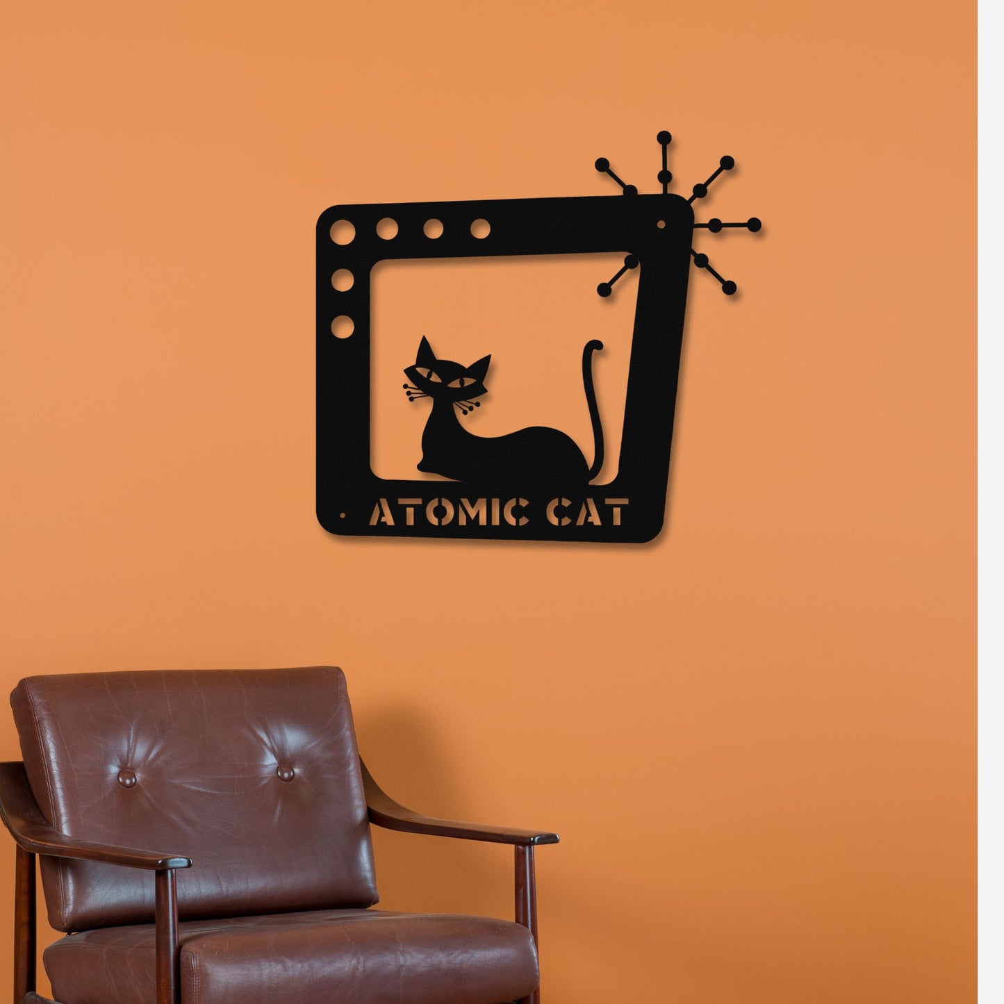 Atomic Cat Mid-Century Modern Wall Art| Personalized Metal Decorative Sign