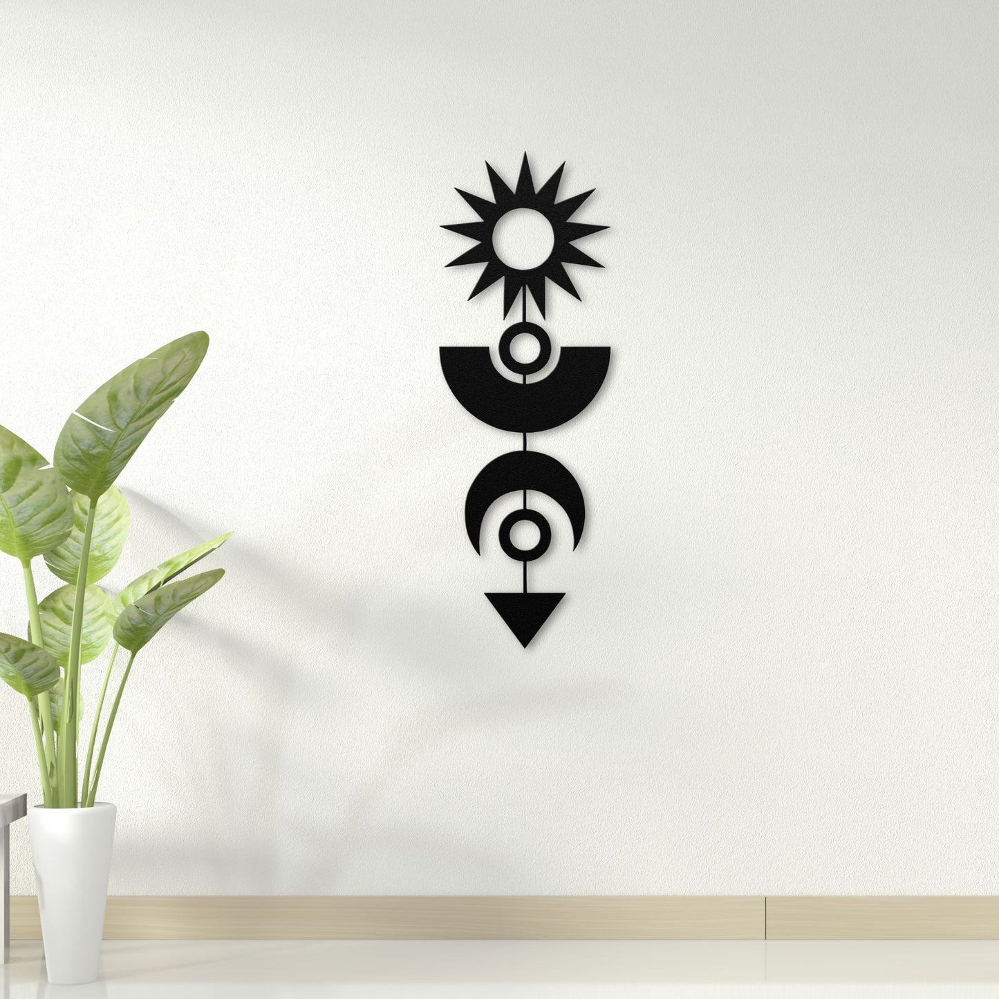 Boho Metal Wall Hanging | Sun Moon Metal Wall Art | Minimalism Decorative Sign