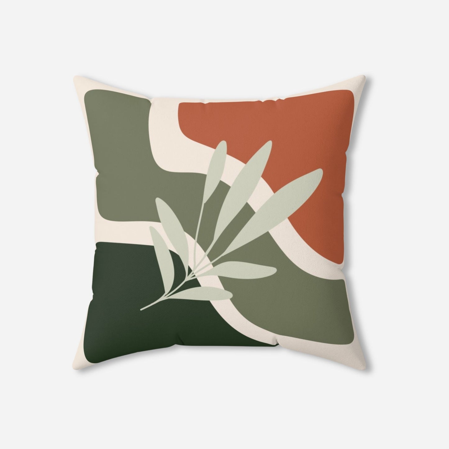 Earthy Geometric and Leaf Boho Pillow