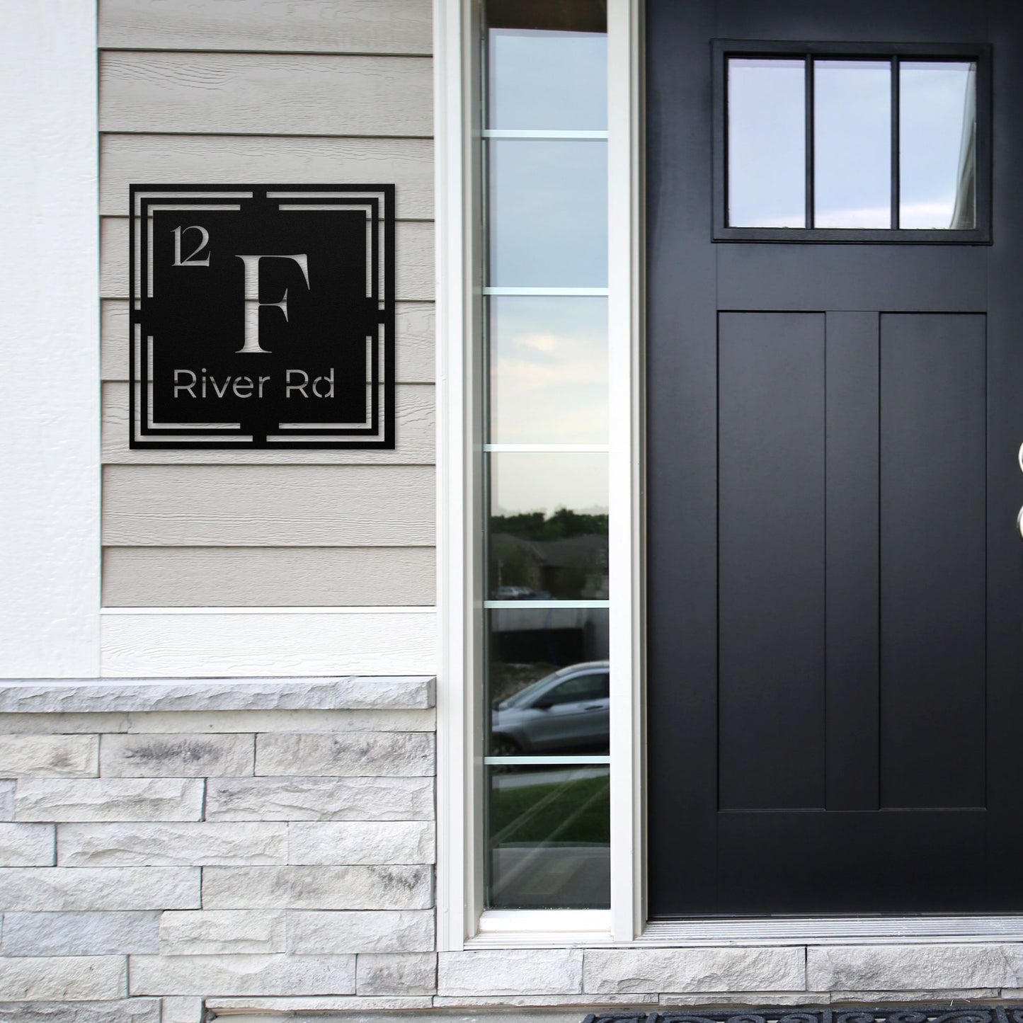 Custom Initial and Address Sign| Periodic Table-Inspired Metal Address Plaque