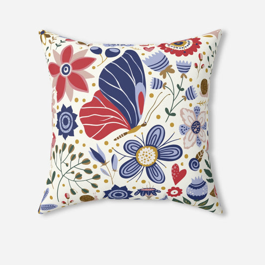 Summer Flowers and Butterfly Decorative Pillow