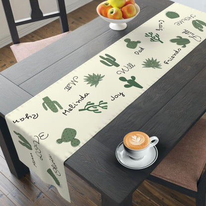 Personalized Cactus Table Runner|Joyful Custom Design with Names