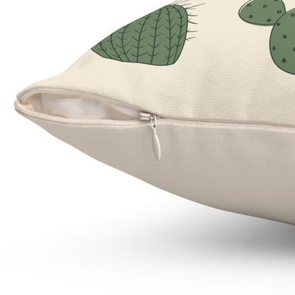 Beige cushion adorned with diverse green cactus