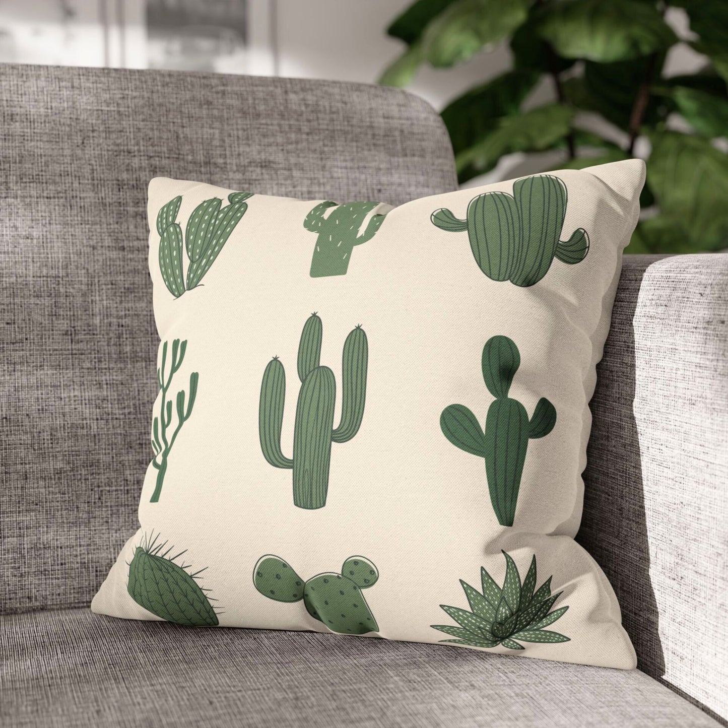 Cactuses Botanical Cream Pillowcase