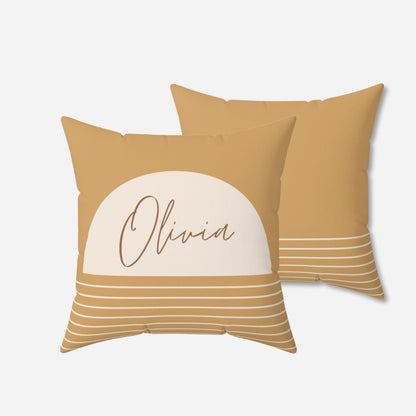 Custom Name Boho Mustard Throw Pillow