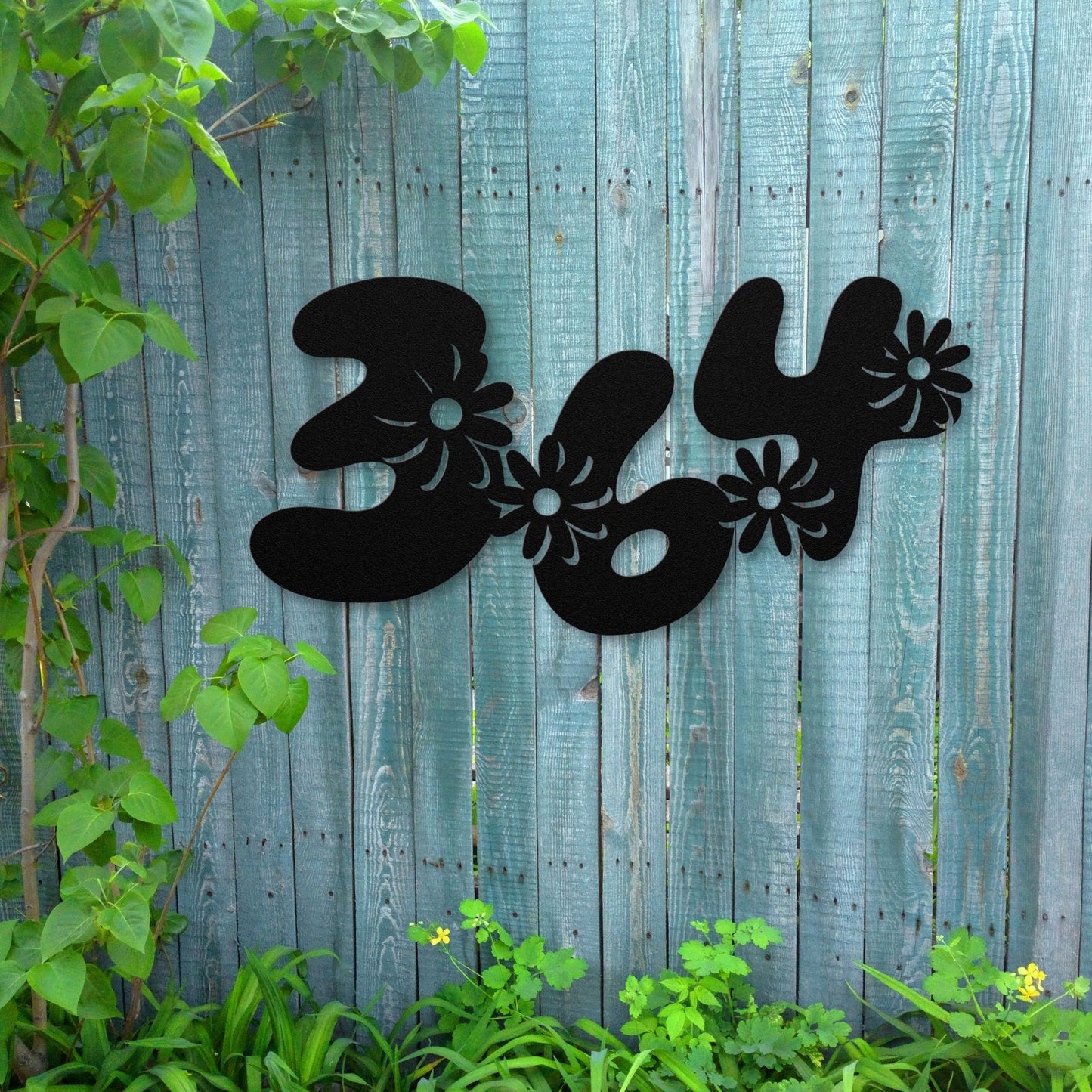 Retro Floral House Number| Custom Outdoor Metal Sign