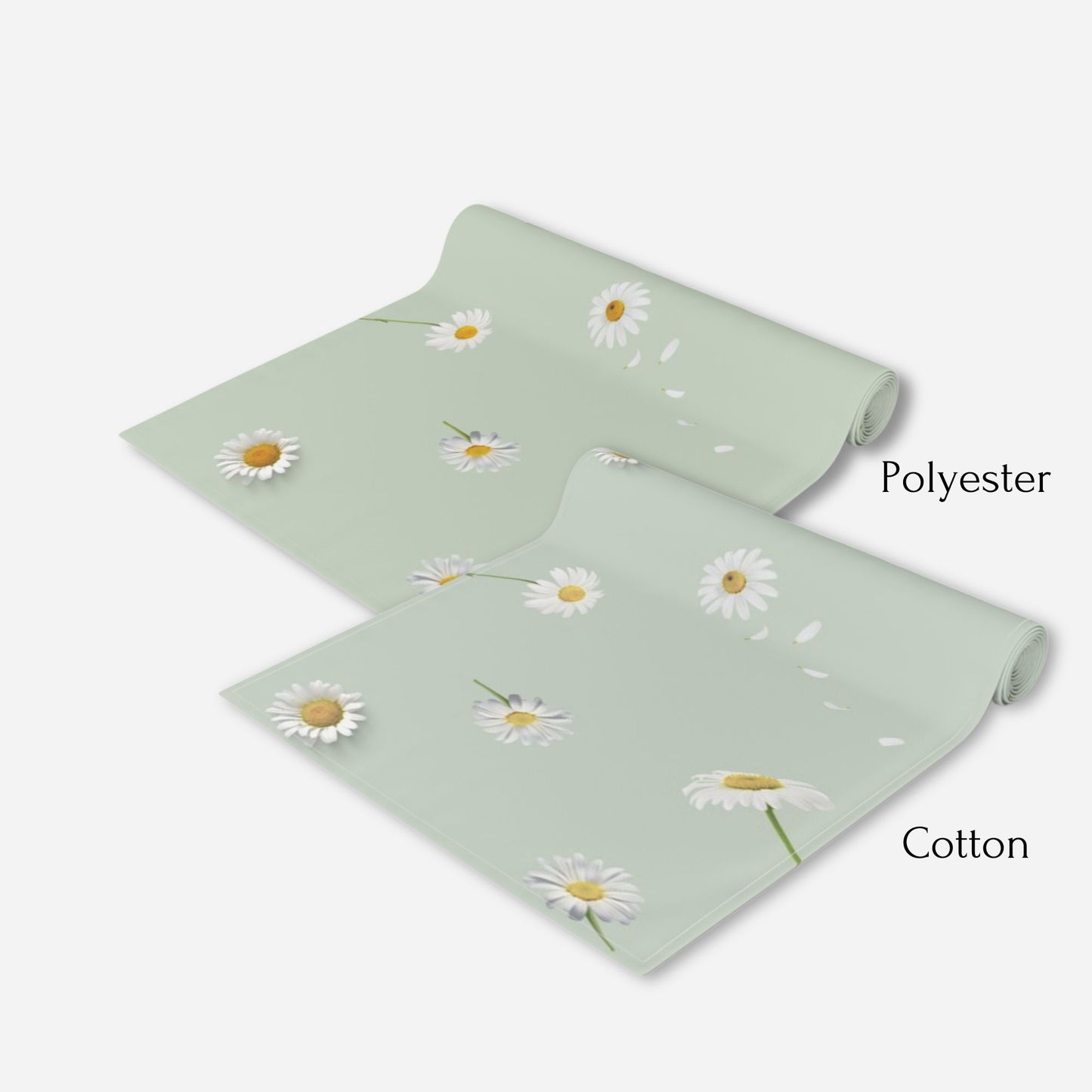 Rustic Daisies Pale Green Table Runner