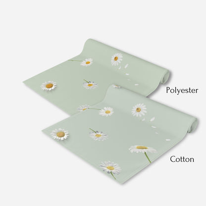 Rustic Daisies Pale Green Table Runner