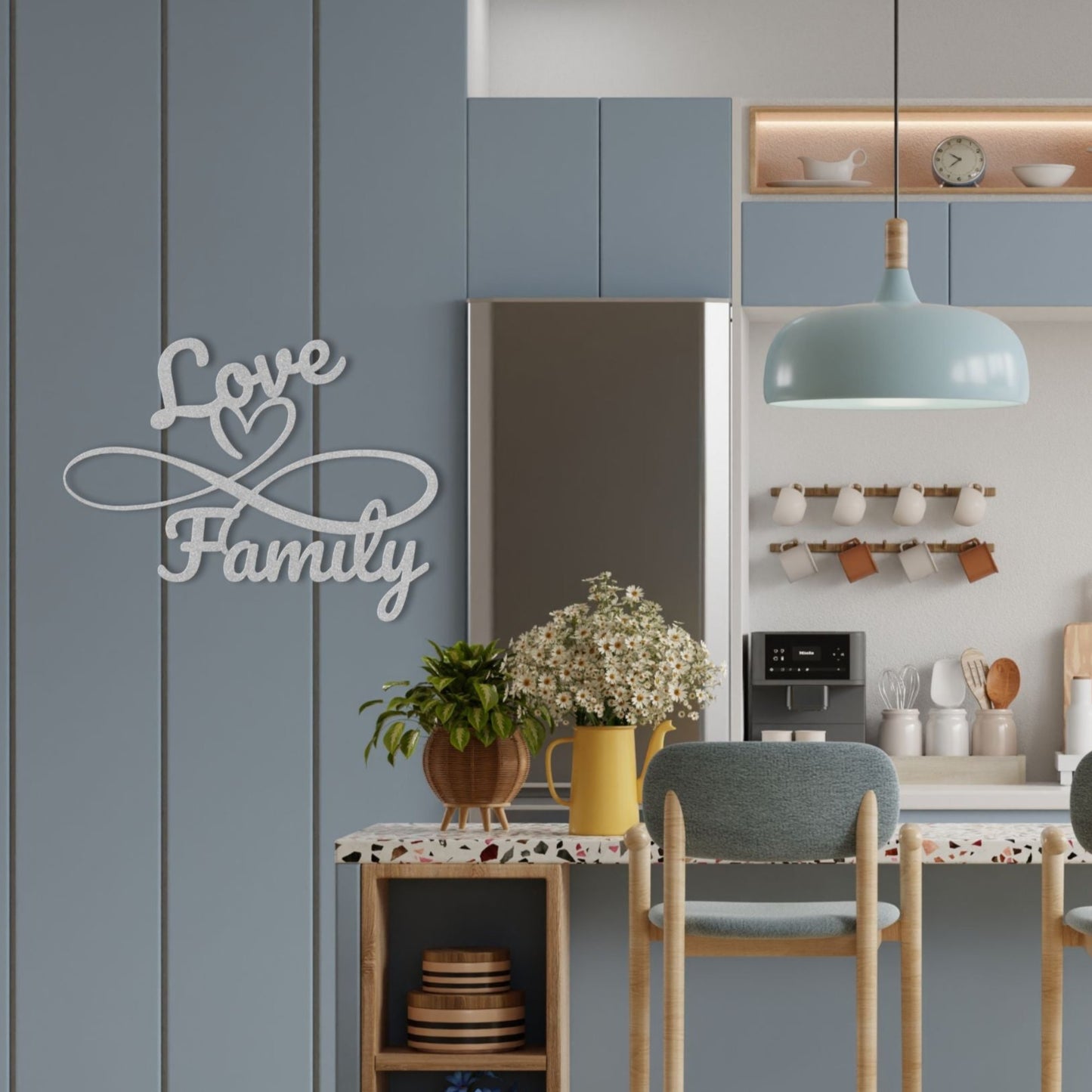 Love and Family Metal Decorative Wall Sign