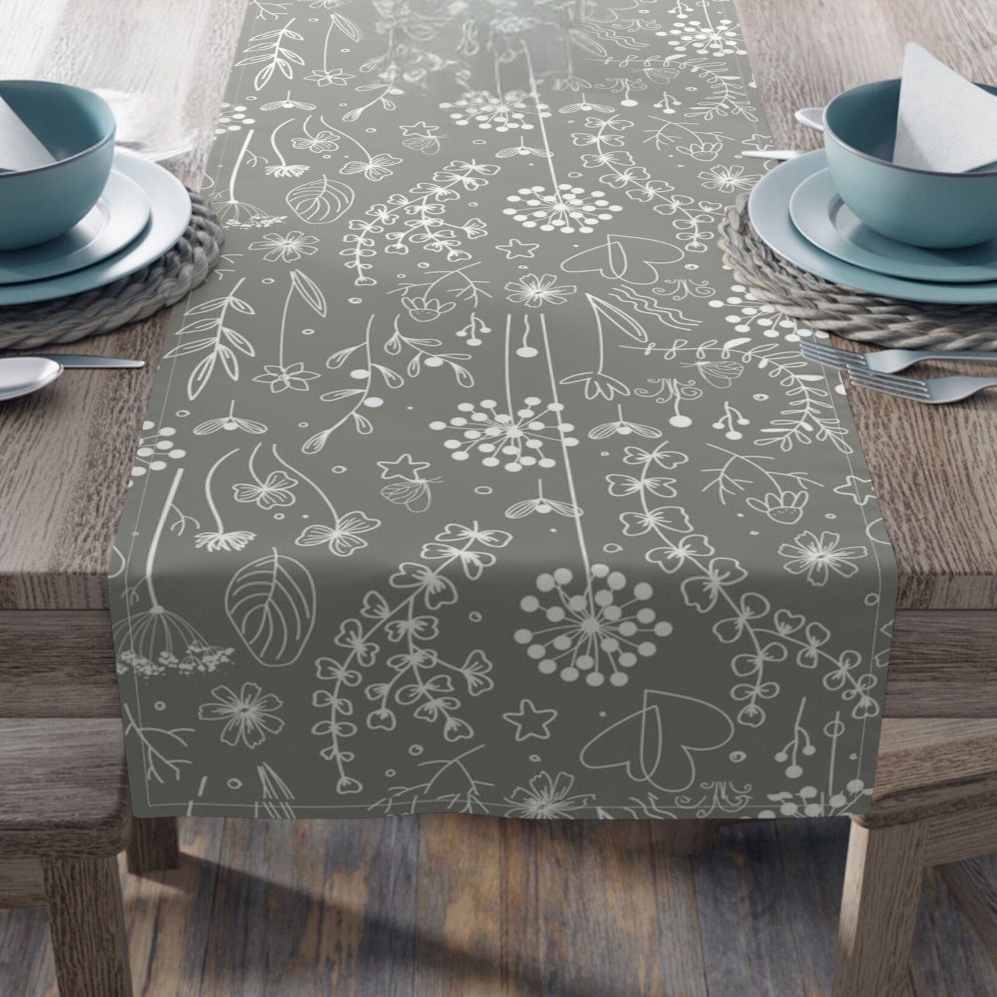 Rustic Modern Floral Table Runner