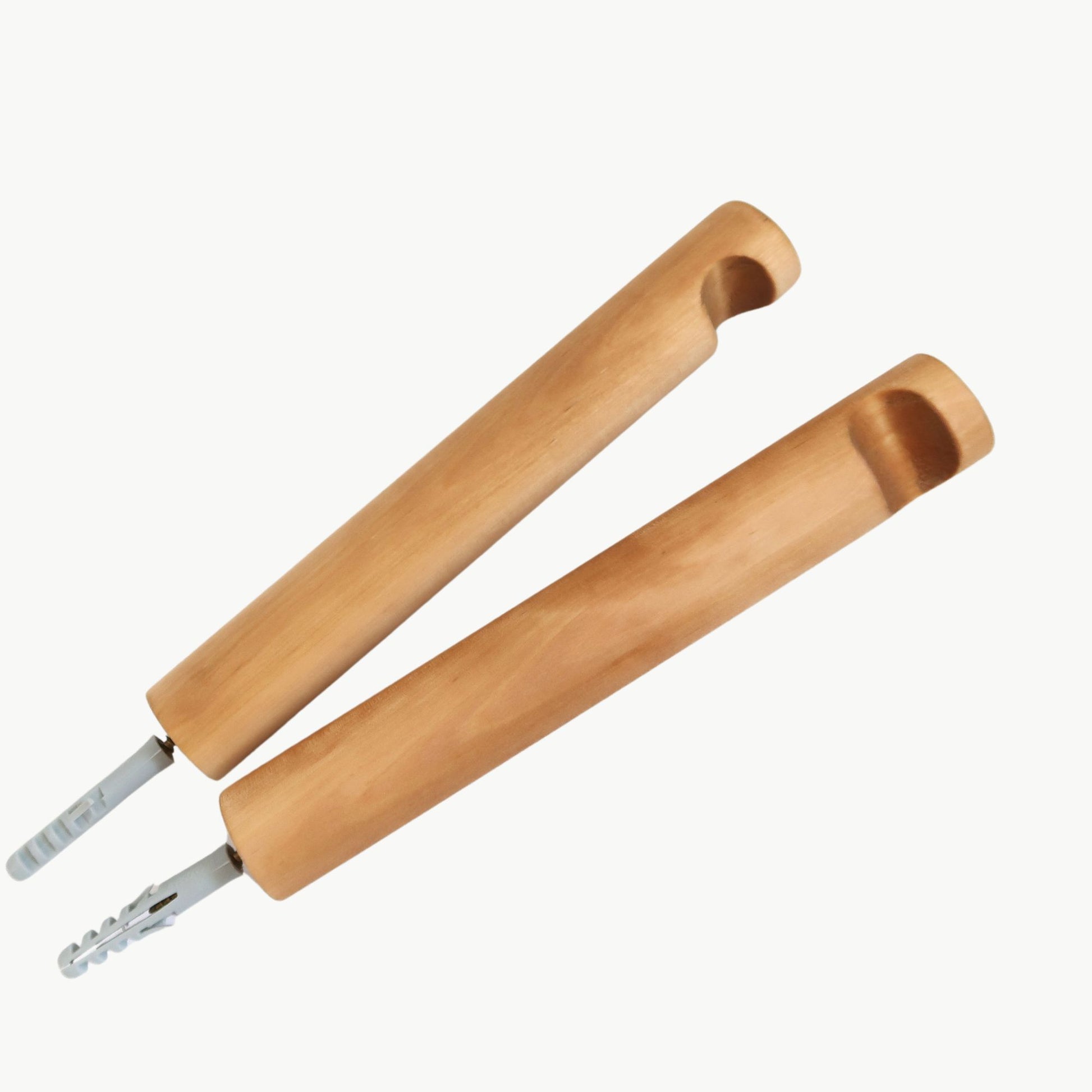 Long minimalist birch wall hook with carved notch