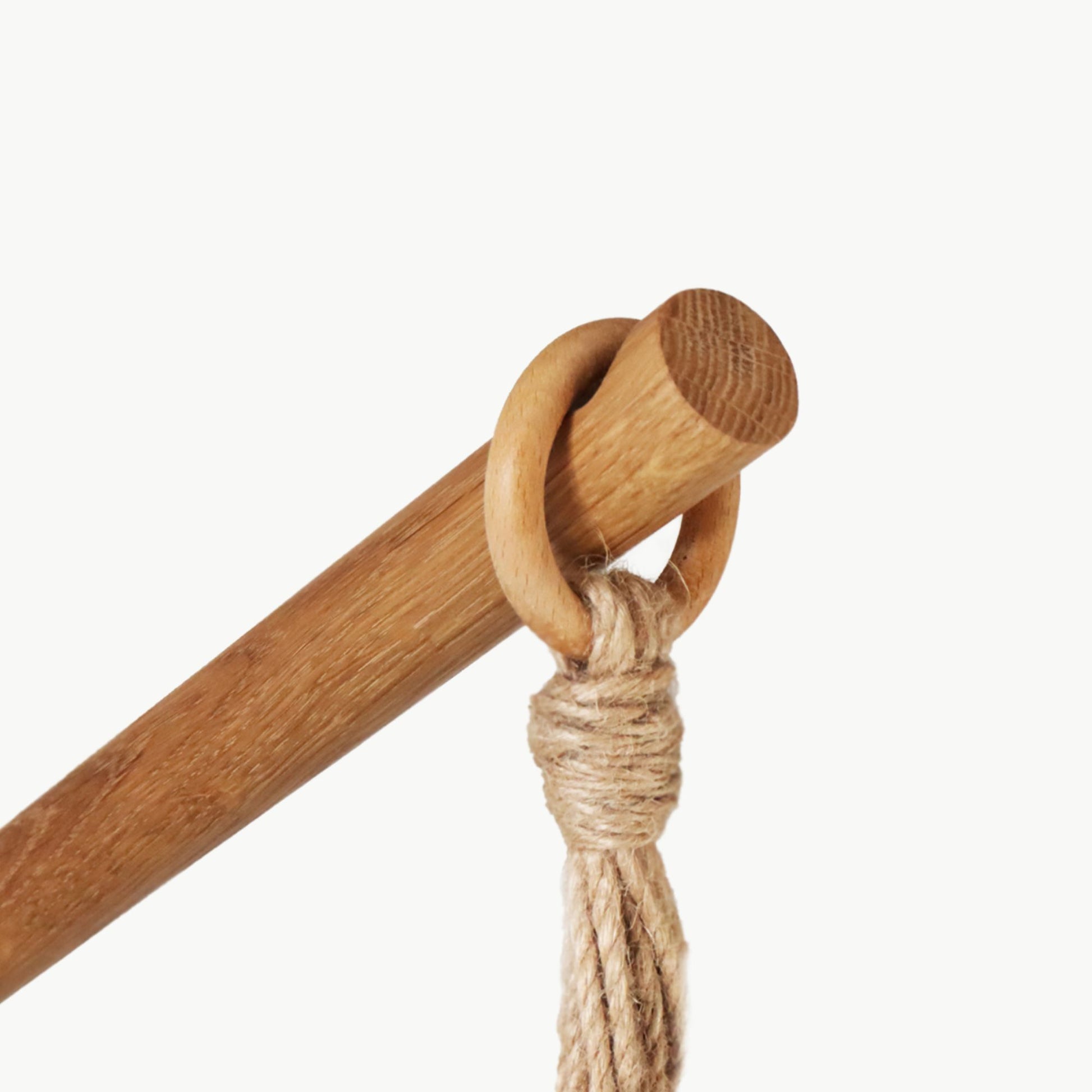 angular oak wall hook with notch for hanging planters, made of solid oak