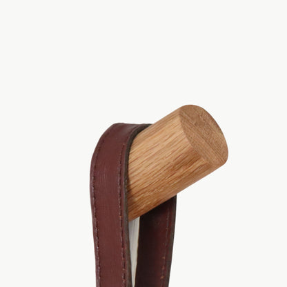 oak wall hook, angled wooden coat hook with natural oiled finish
