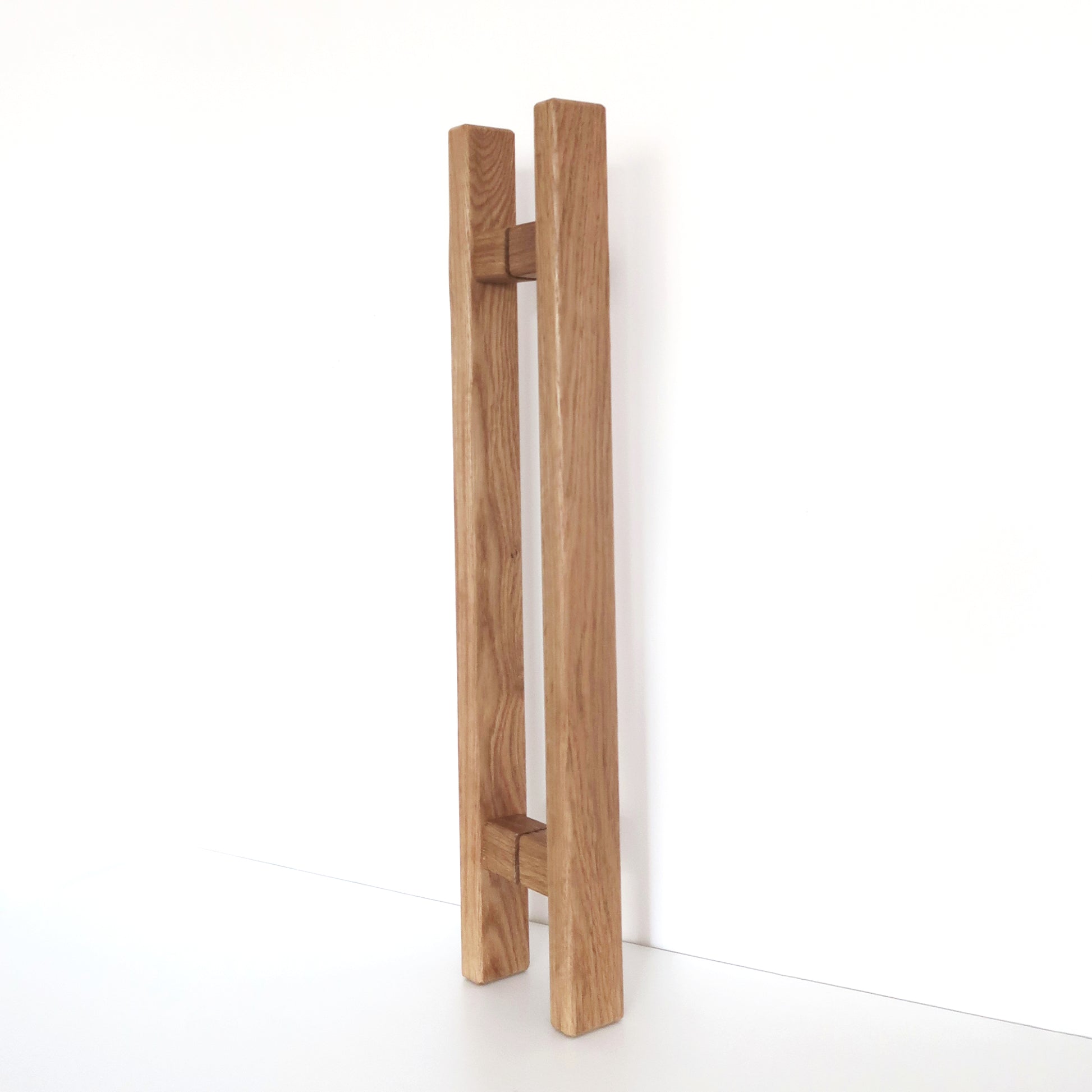 Long double-sided solid oak door handle for glass or wooden doors