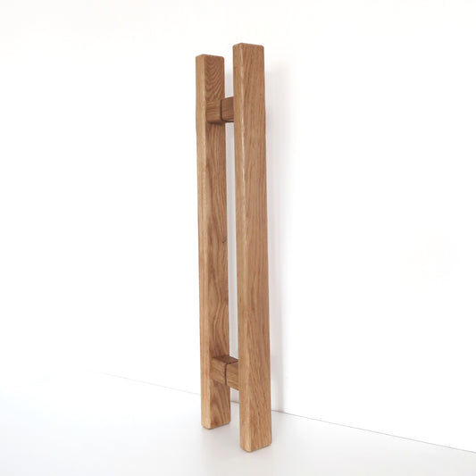 Long double-sided solid oak door handle for glass or wooden doors