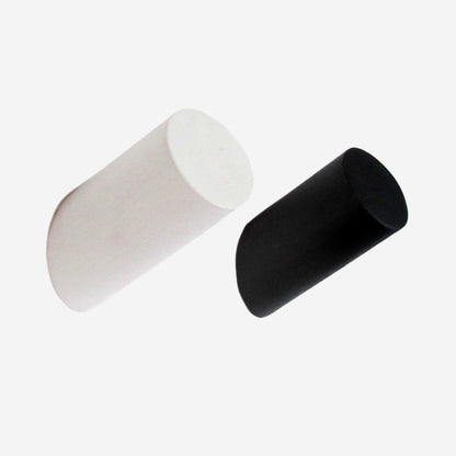 Minimalist black and white wooden wall hooks with a modern cylindrical design, easy to install