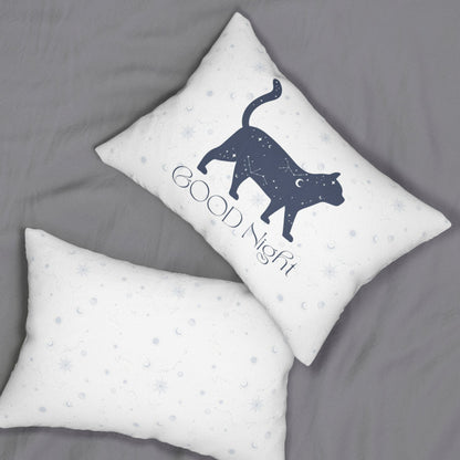 Mystical Cat Good Night Throw Pillow | Whimsical Home Decor