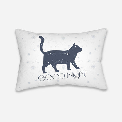 Mystical Cat Good Night Throw Pillow | Whimsical Home Decor