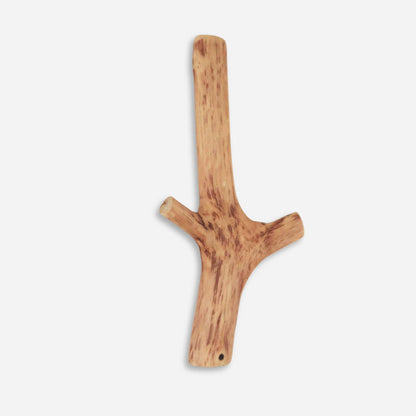 A rustic, farmhouse-style decorative wall hook made from a natural tree branch.