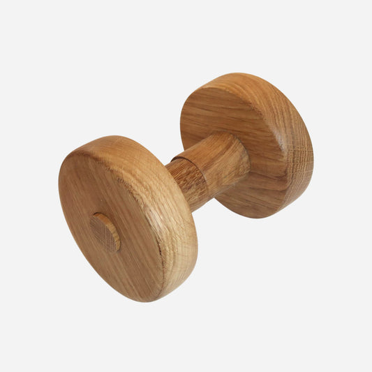Two-sided natural oak knobs  for glass door in a sauna or shower room.
