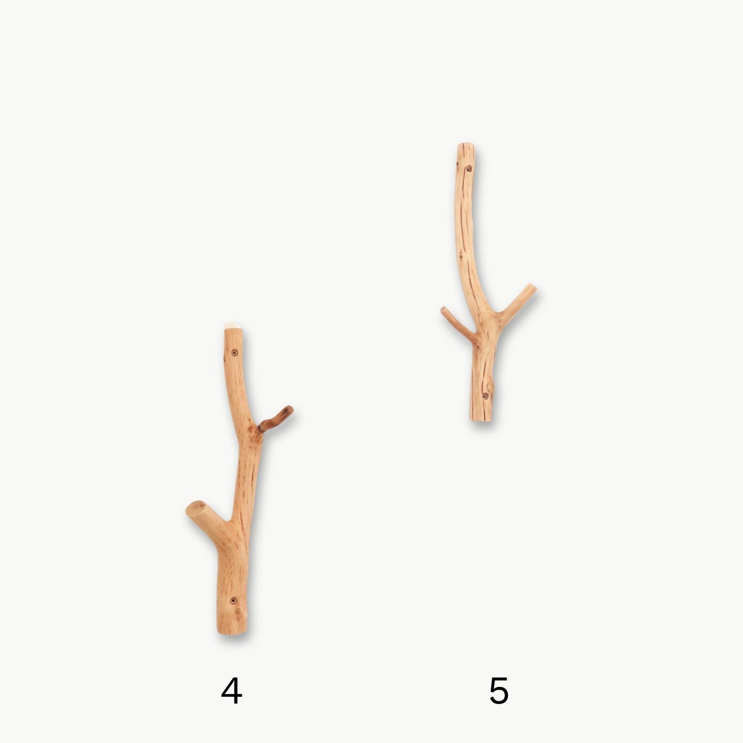  Light oak branch wall hook, Scandinavian-style wooden wall hanger.