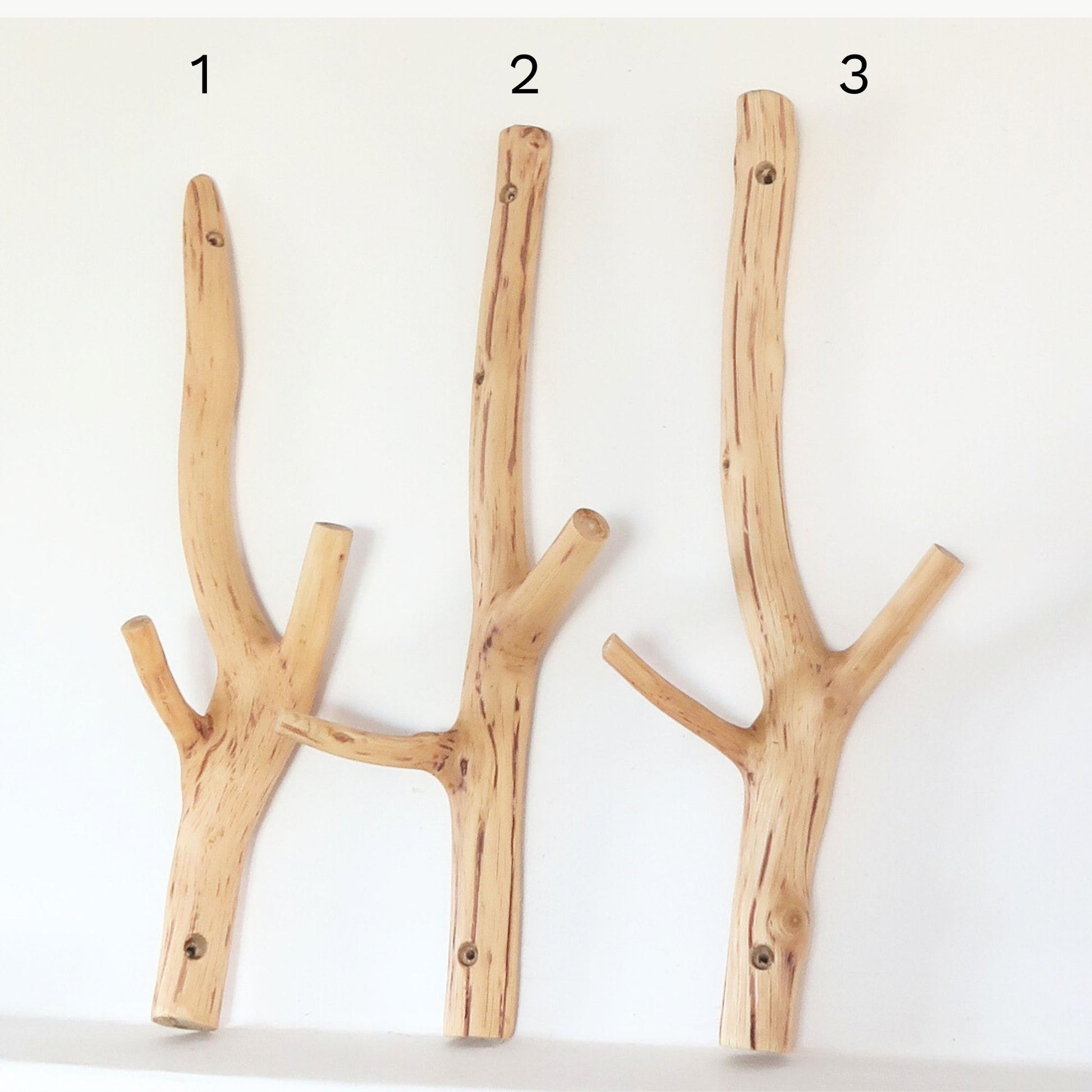  Handcrafted oak wall hook made from solid wood branch, unique organic design.