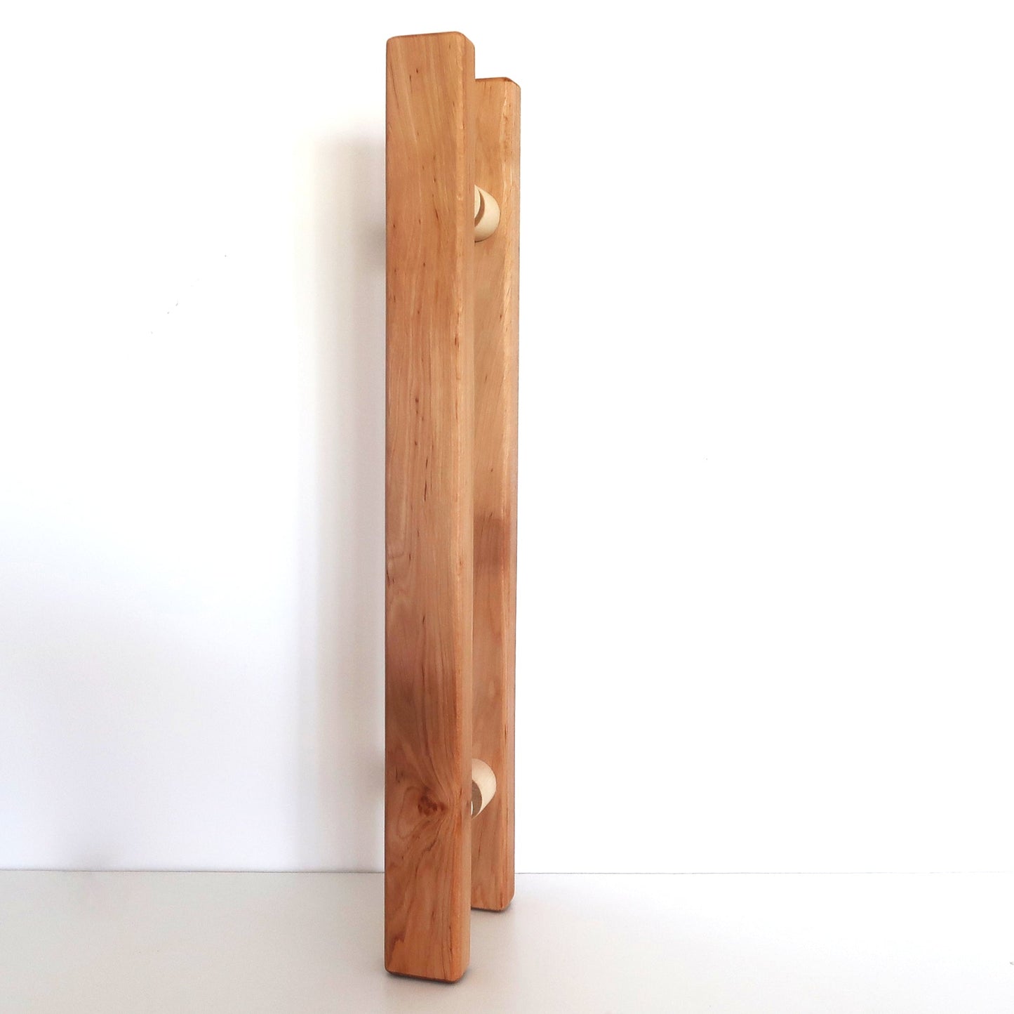 Long double-sided sauna door handle made from solid alder wood