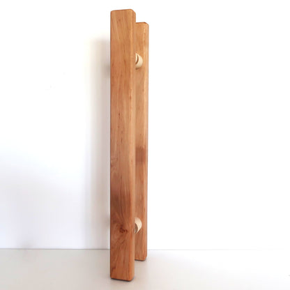 Long double-sided sauna door handle made from solid alder wood