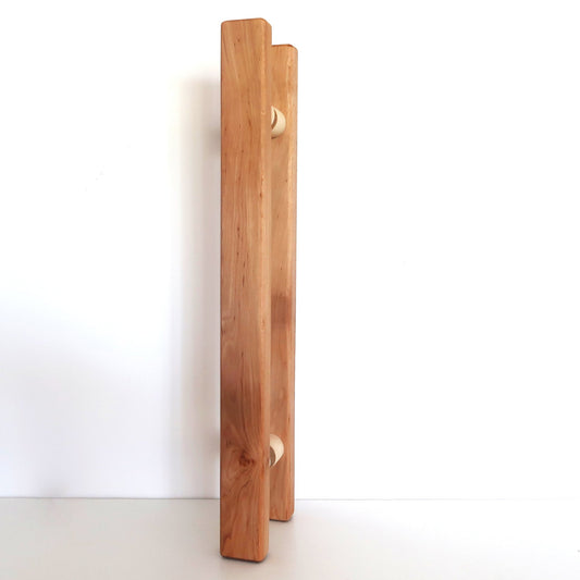 Long double-sided sauna door handle made from solid alder wood