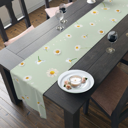 Rustic Daisies Pale Green Table Runner