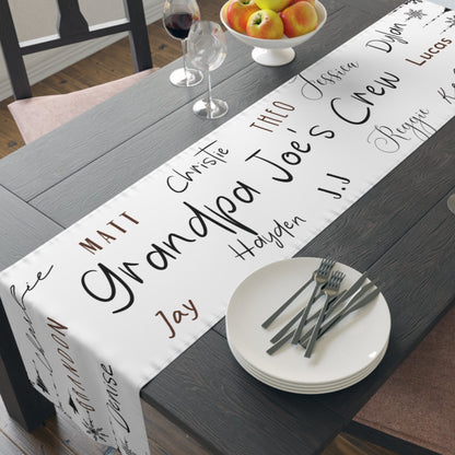 Personalized Christmas white Table Runner with Family Names