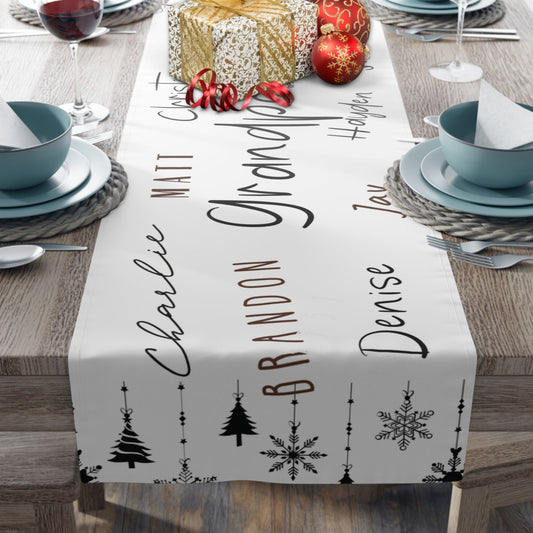 Custom Names Family Table Runner | Christmas Personalized Table Runner