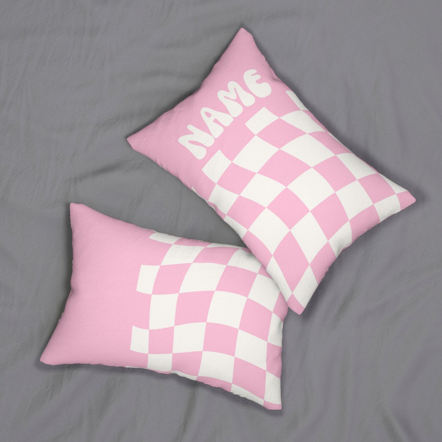 Personalized Retro Geometric Pink Throw Pillow