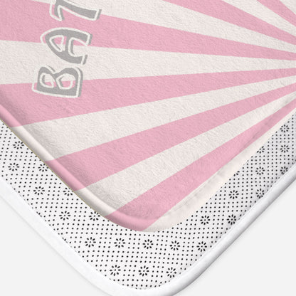 Retro Sunburst Pink and White Bath Mat | Bathtime Bliss