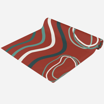 Modern Wavy Abstract Mustard Table Runner