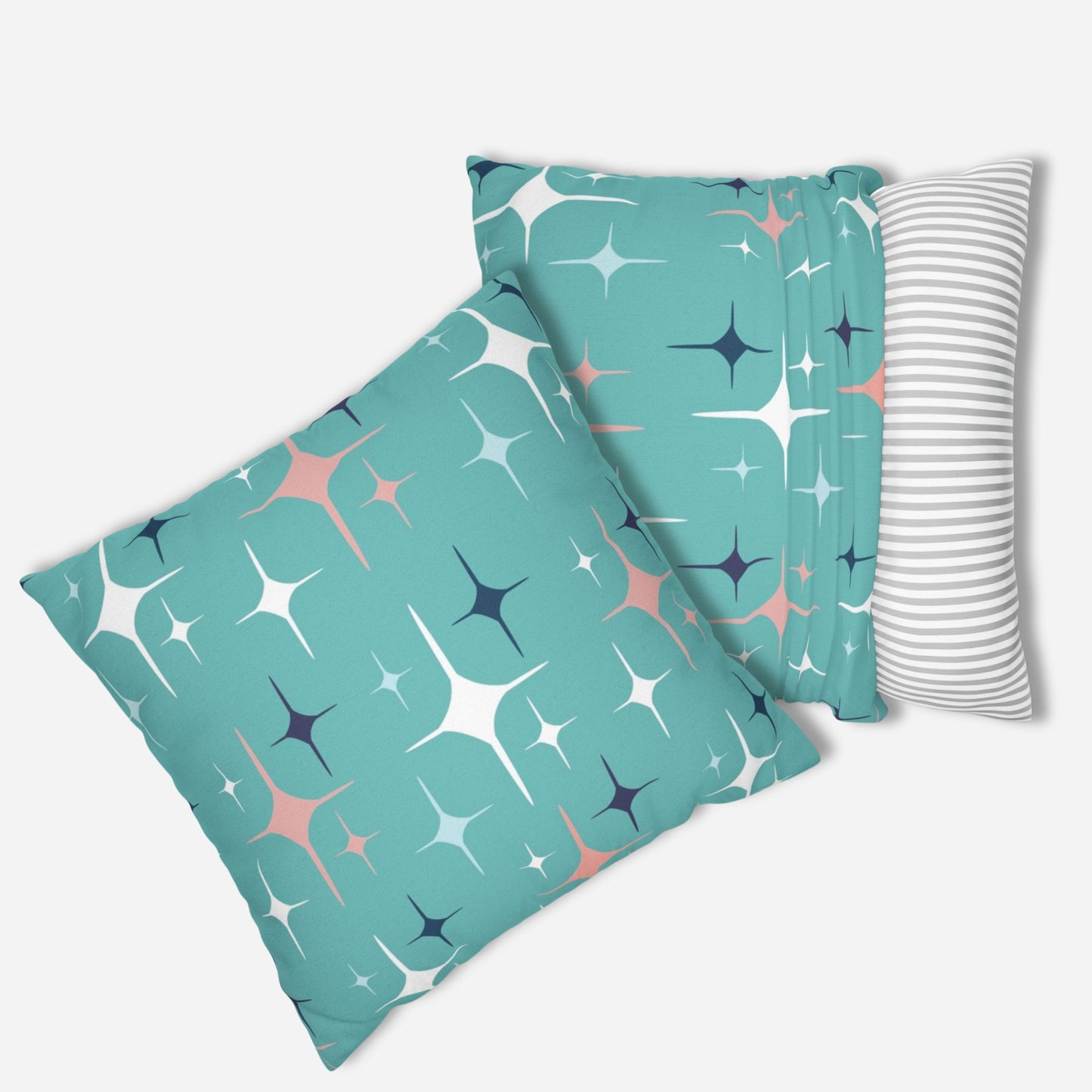 Mid-Century Modern Starburst Teal Pillow Cover