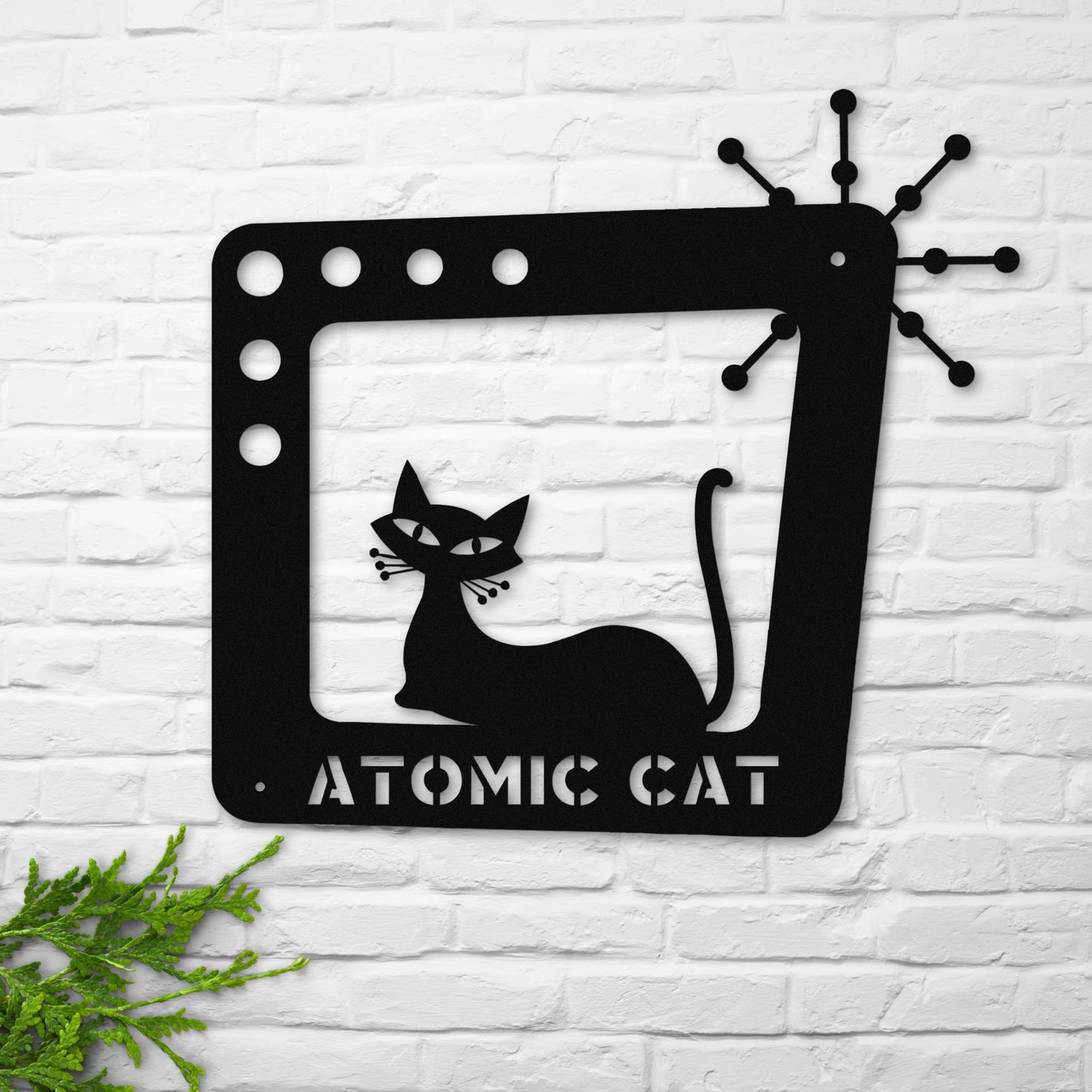 Atomic Cat Mid-Century Modern Wall Art| Personalized Metal Decorative Sign