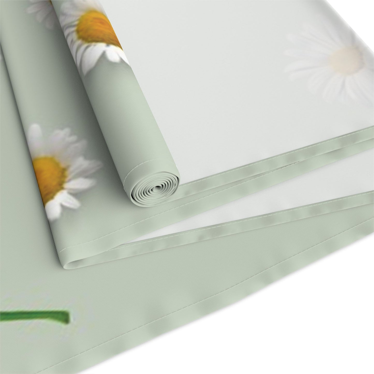 Rustic Daisies Pale Green Table Runner