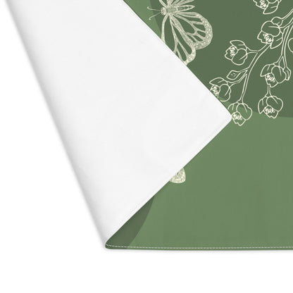 Butterfly and Flower Boho Aesthetic Green Placemat | Nature-Inspired Table Decor