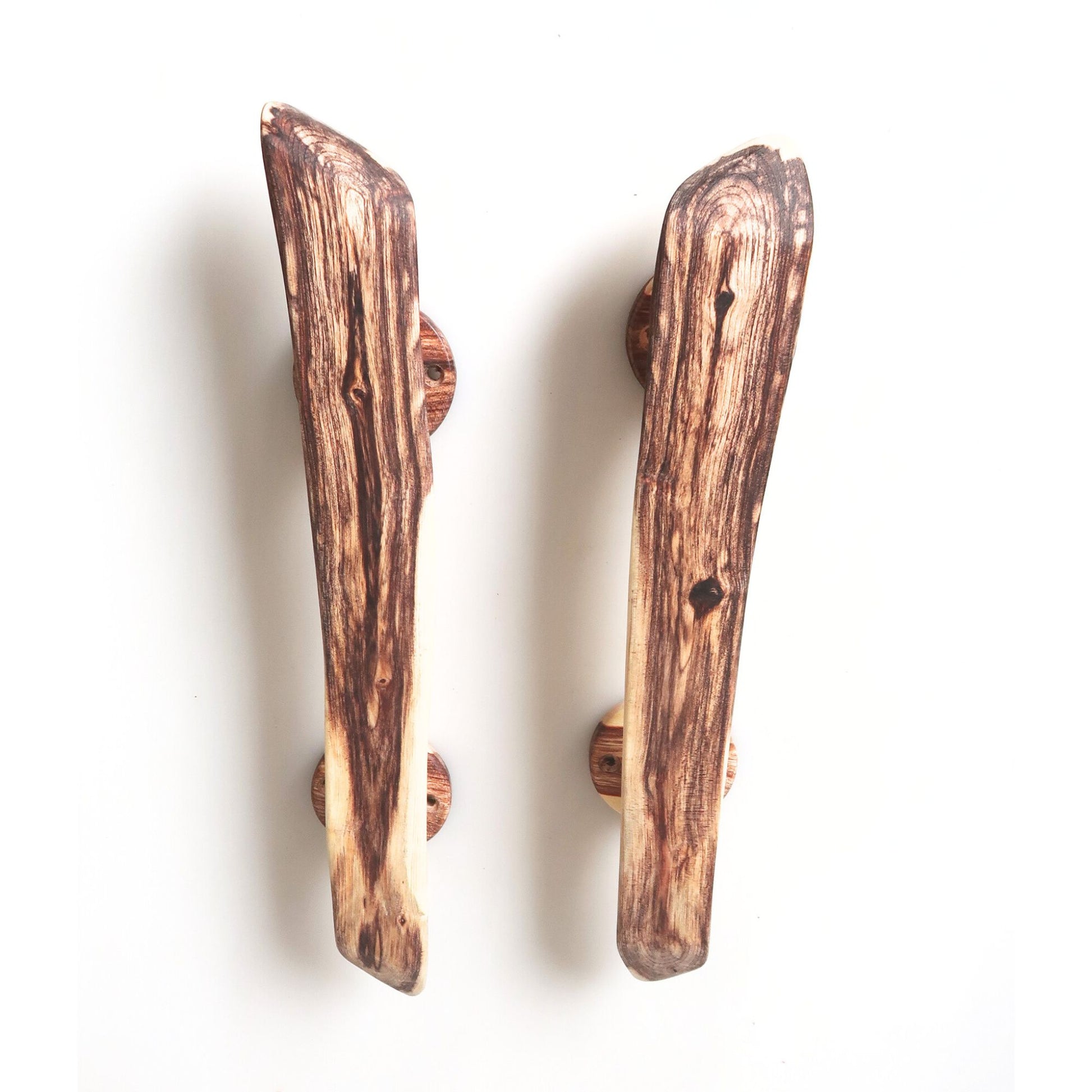 Handmade rustic door handles made of acacia wood