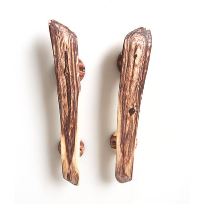 Handmade rustic door handles made of acacia wood