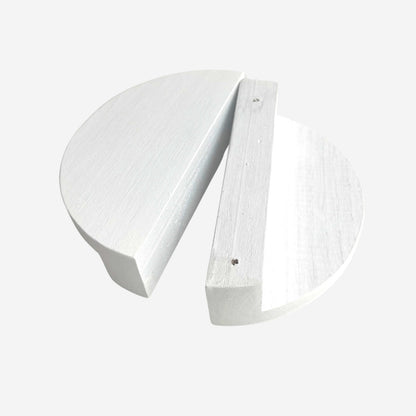 Minimalist white wooden drawer handles with a sleek, modern design, ideal for Scandinavian and contemporary interiors.